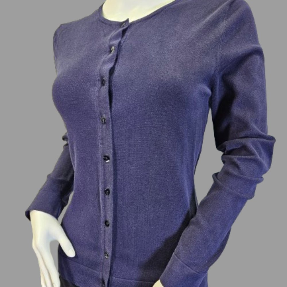 Navy Blue August Large Sized Silk Cardigan